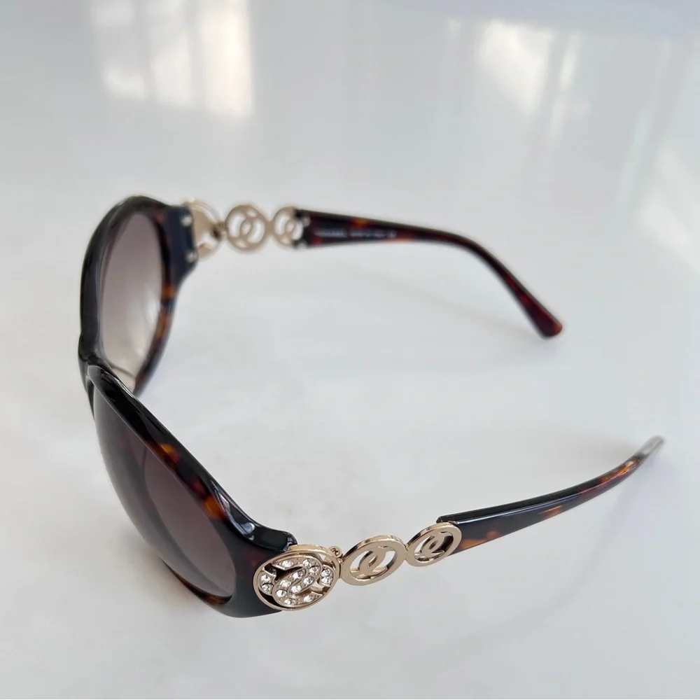 Chanel sunglasses triple CC CH5006 tortoise shell finish dark Havana vintage - Picture 14 of 16